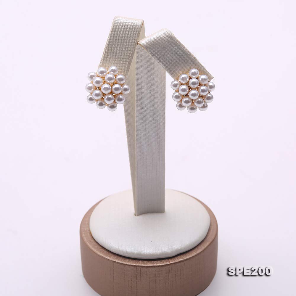 JYXJEWELRY Seashell Pearl Ball Stud Earrings 3-3.5mm Round